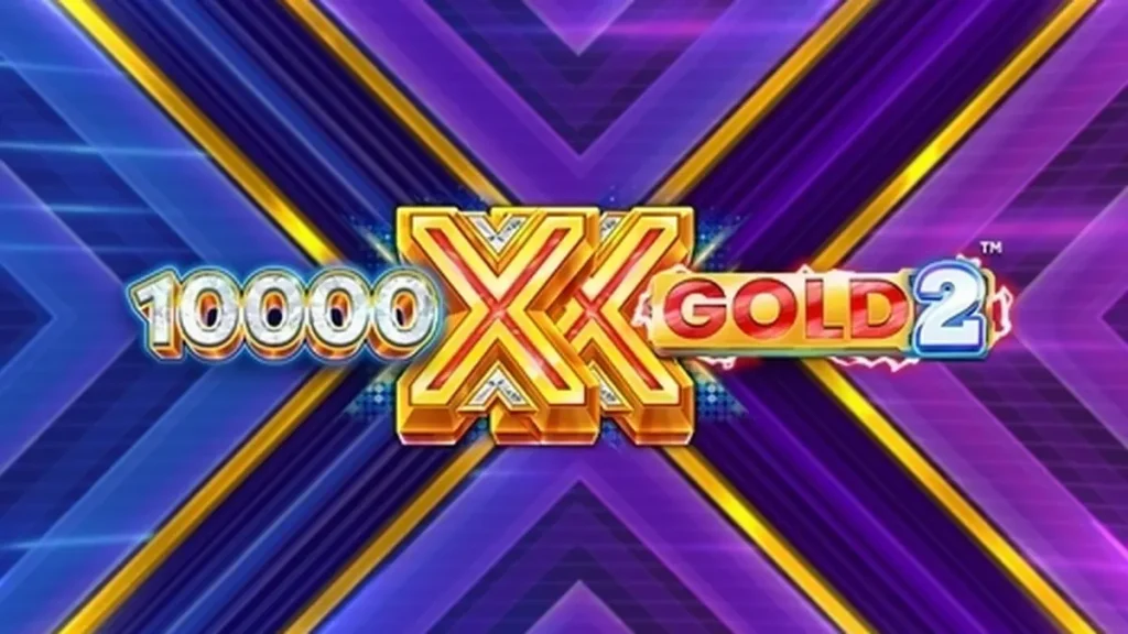Tampilan visual slot 10,000 X Gold 2 dengan simbol emas dan fitur Stack Xpand yang meriah.