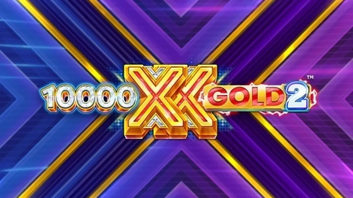 Tampilan visual slot 10,000 X Gold 2 dengan simbol emas dan fitur Stack Xpand yang meriah.